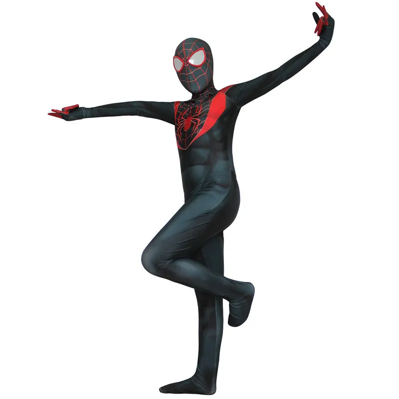 Miles Morales Costume Halloween Kids Ultimate Spider-Man Zentai Bodysuit Cosplay Suit