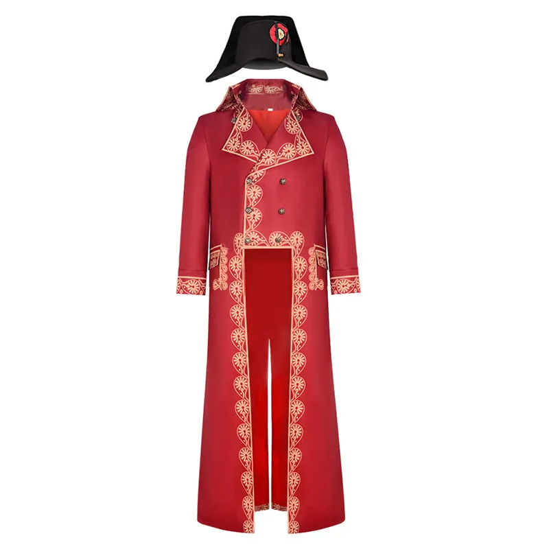 Napoleon Cosplay 19th Medieval Napoleon Bonaparte Costume Emperor Retro Red Military Uniform