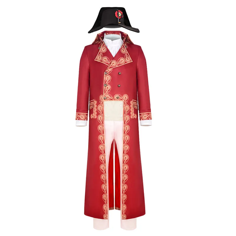 Napoleon Cosplay 19th Medieval Napoleon Bonaparte Costume Emperor Retro Red Military Uniform