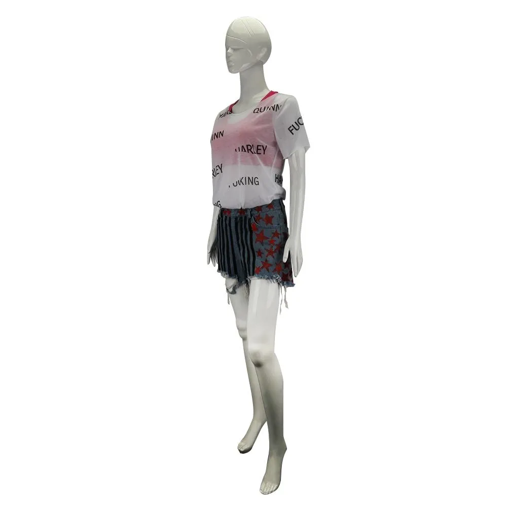 New Harley Quinn Birds of Prey Movie Costume Vest Short Pants Shirt Cosplay Costume Outfit Prop