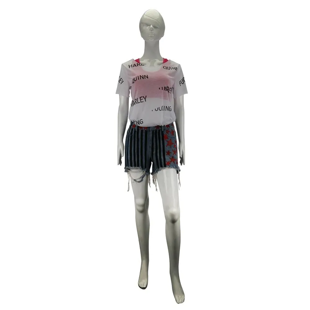 New Harley Quinn Birds of Prey Movie Costume Vest Short Pants Shirt Cosplay Costume Outfit Prop