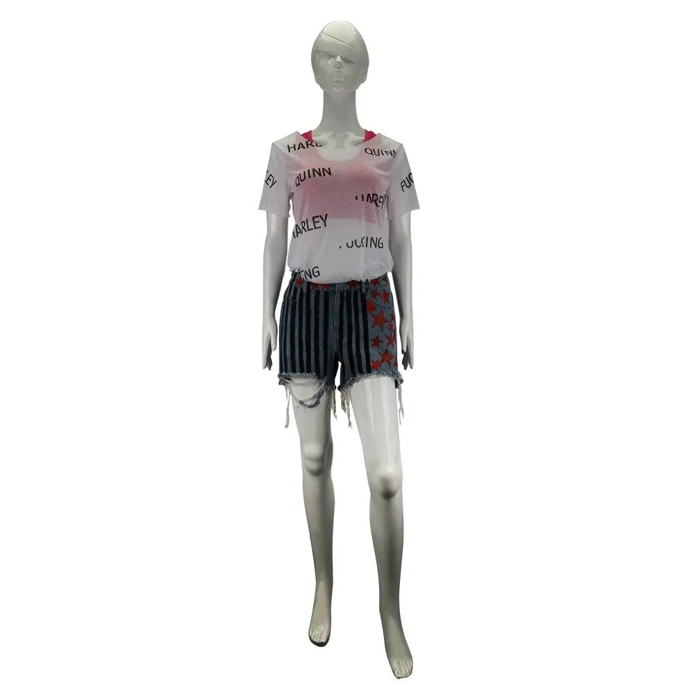 New Harley Quinn Birds of Prey Movie Costume Vest Short Pants Shirt Cosplay Costume Outfit Prop