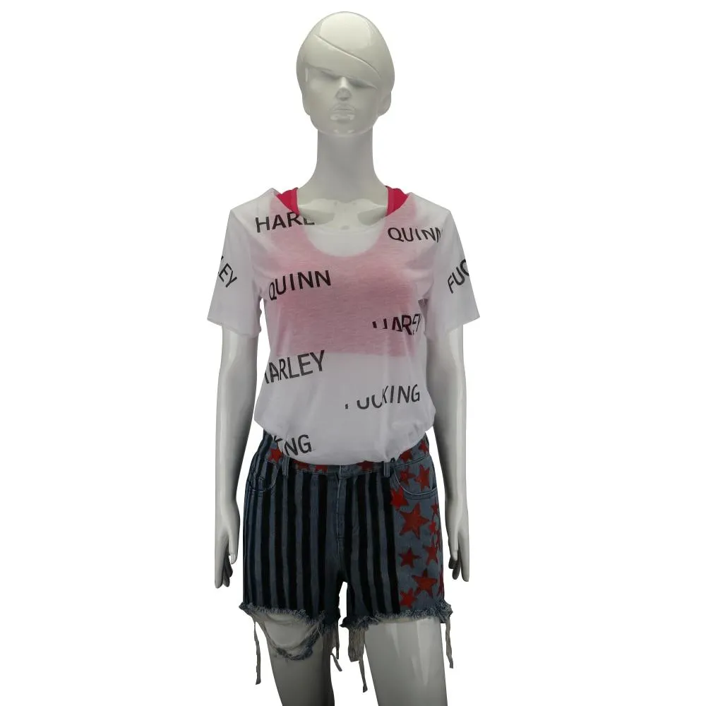New Harley Quinn Birds of Prey Movie Costume Vest Short Pants Shirt Cosplay Costume Outfit Prop