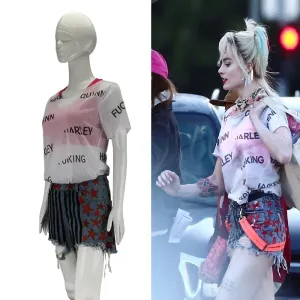New Harley Quinn Birds of Prey Movie Costume Vest Short Pants Shirt Cosplay Costume Outfit Prop