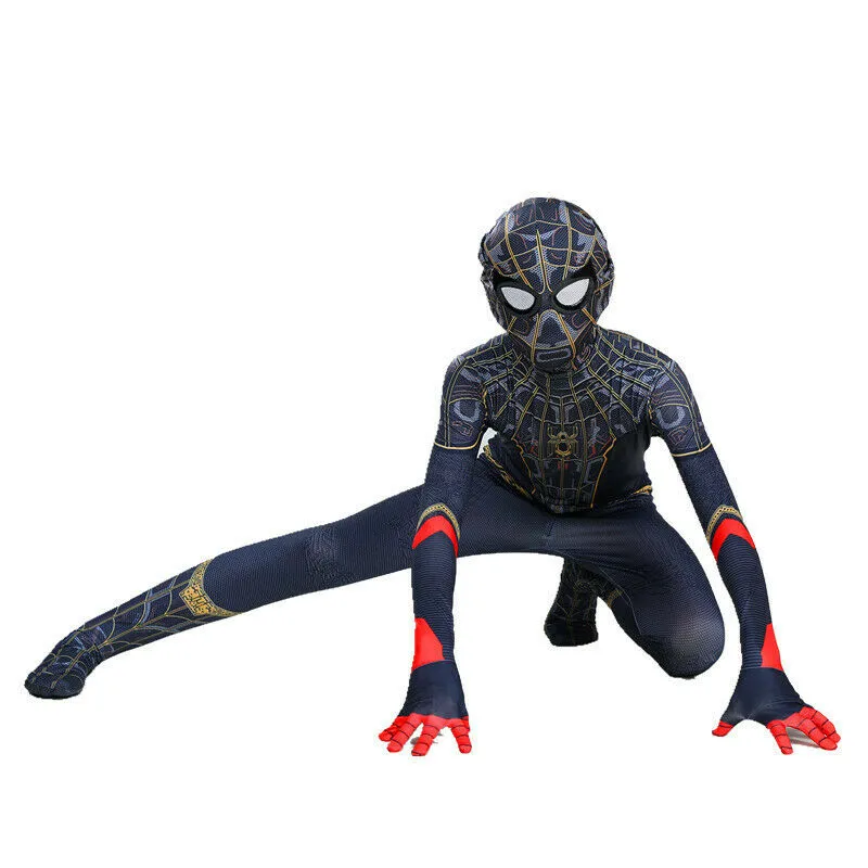 NEW Kids Spider-Man No Way Home Full Cosplay Costume With Mask | Zentai Red & Black Spiderman Jumpsuit Superhero Costume Set