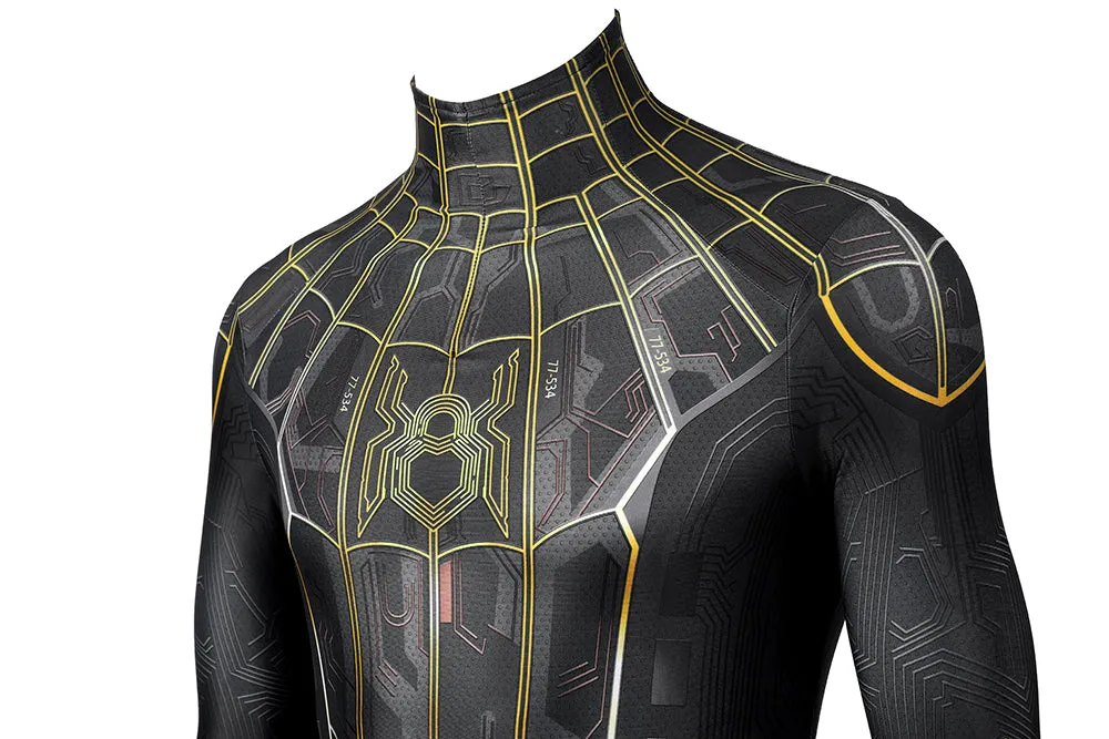 NEW Spider-Man No Way Home Cosplay Costume | Black Gold Jumpsuit