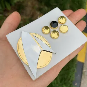 NEW Star Trek Picard Combadge Badge Set Command Science Engineering Pin Brooch Rank Pips Set
