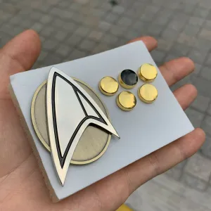 NEW Star Trek Picard Combadge Rank Pips Brooch Set Command Science Engineering Pin Badge Set