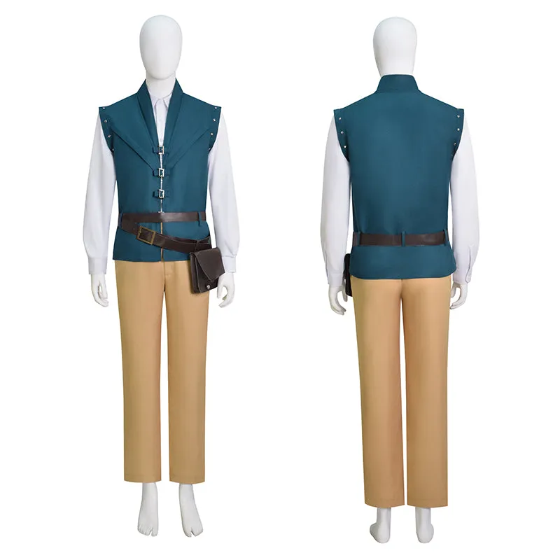 Prince Tangled Cosplay Flynn Rider Costume Vest Shirt Outfit Halloween Carnival Suit
