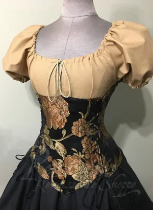 Puff Sleeve Peasant Top w/Drawstring Neckline
