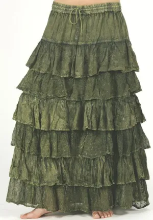 Rayon Ruffle Stone Washed Skirt