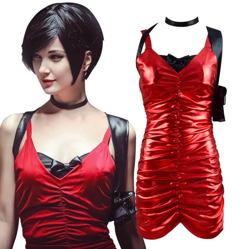 Resident Evil 2 Remake Ada Wong Cosplay Costume Red Dress Outfit For Sale