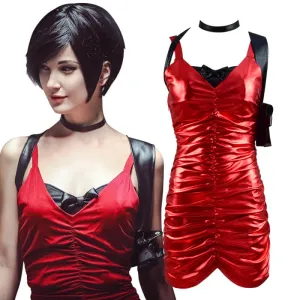Resident Evil 2 Remake Ada Wong Cosplay Costume Red Dress Outfit For Sale