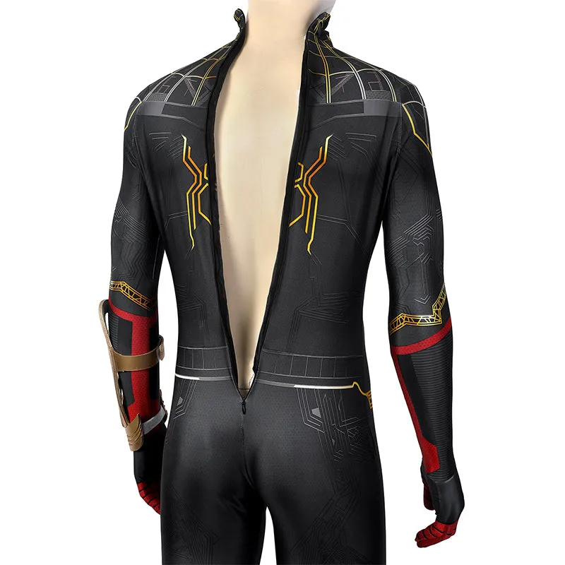 Spider-Man 3 Costume Spiderman No Way Home Peter Parker Cosplay Black Gold Jumpsuit