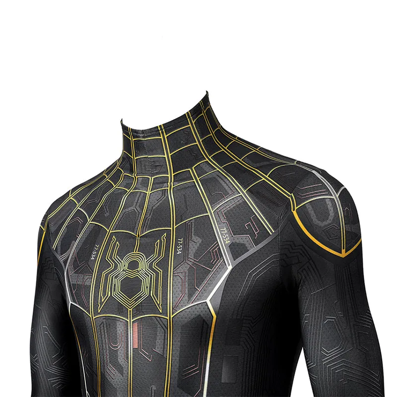 Spider-Man 3 Costume Spiderman No Way Home Peter Parker Cosplay Black Gold Jumpsuit