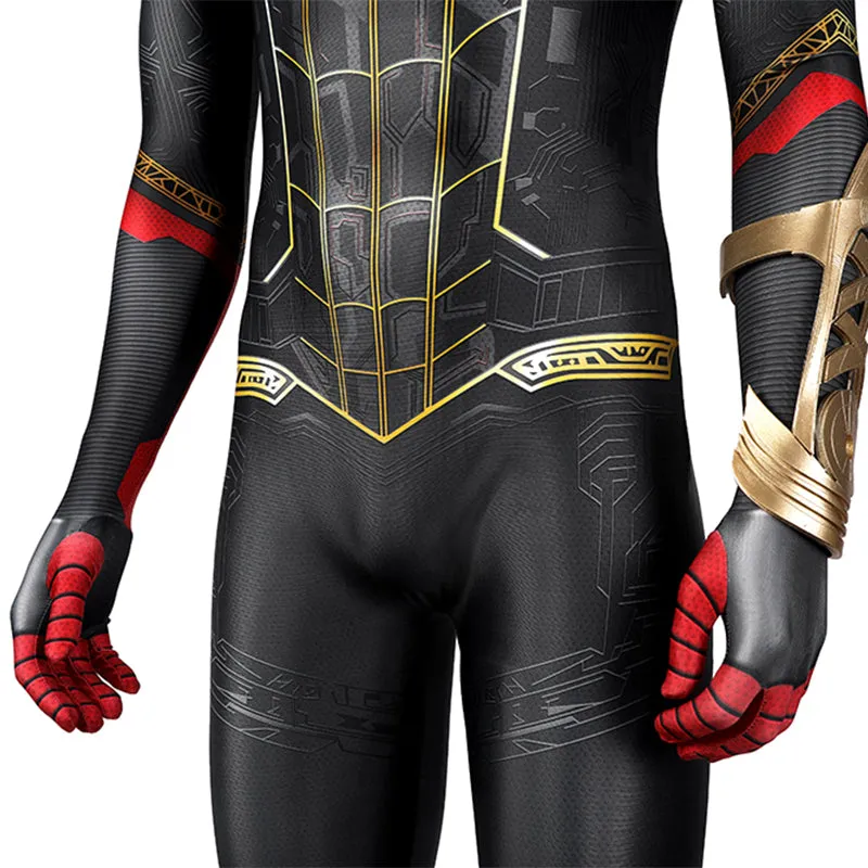 Spider-Man 3 Costume Spiderman No Way Home Peter Parker Cosplay Black Gold Jumpsuit
