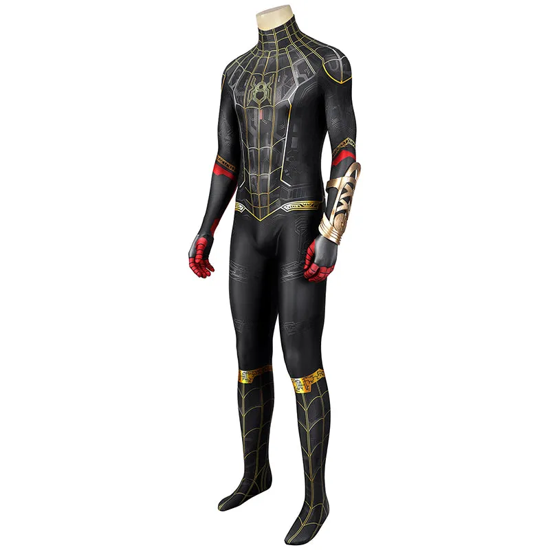 Spider-Man 3 Costume Spiderman No Way Home Peter Parker Cosplay Black Gold Jumpsuit