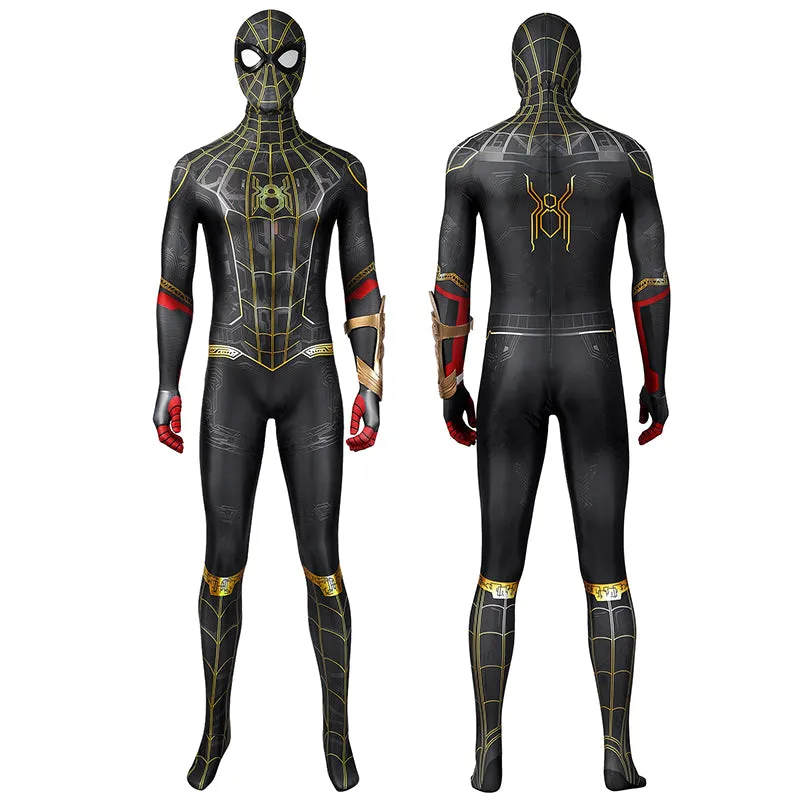 Spider-Man 3 Costume Spiderman No Way Home Peter Parker Cosplay Black Gold Jumpsuit