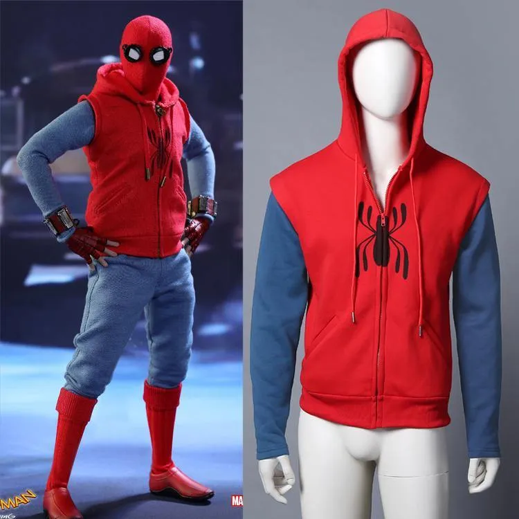 Spider-Man Homecoming Peter Parker Hoodie Zipper Jacket Cosplay Costume