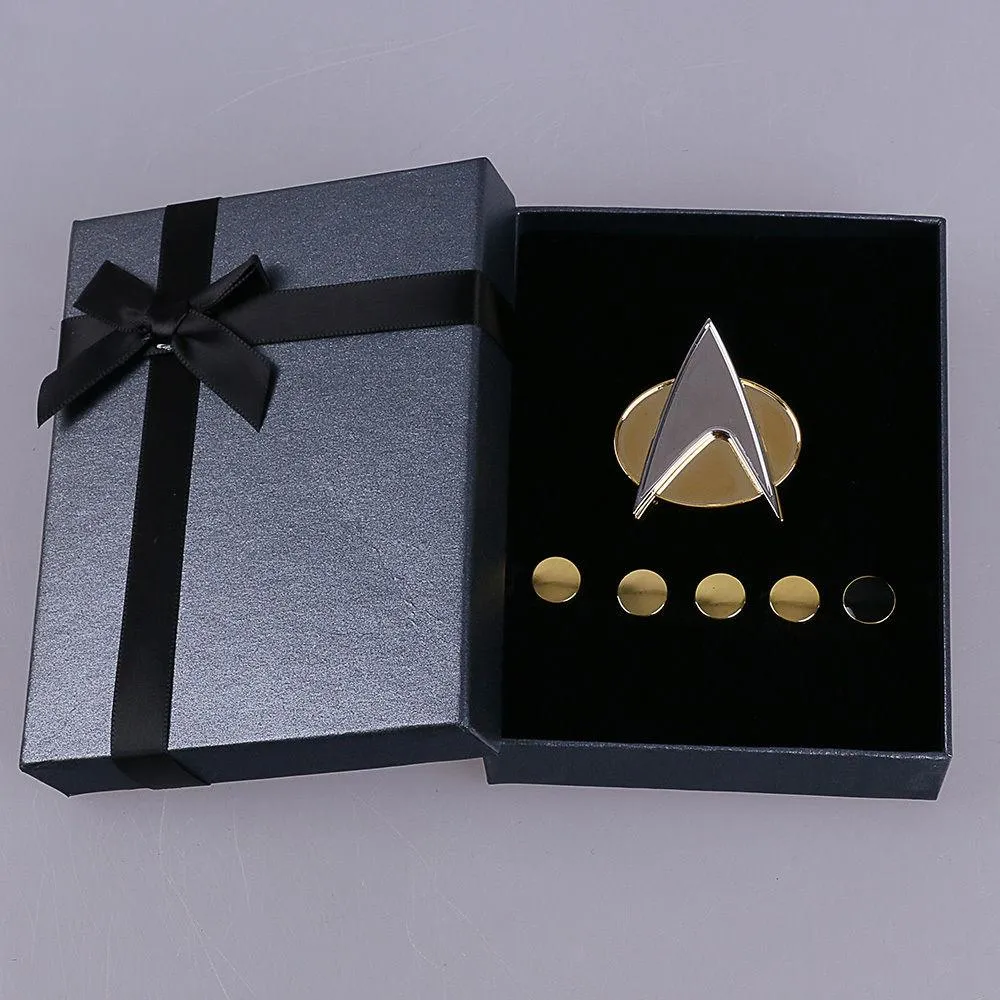 Star Trek TNG Cosplay Costume Blue Shirt Starfleet Operations Uniforms   Badge Set