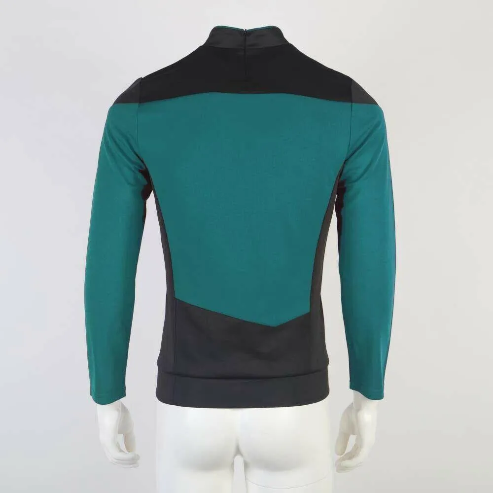 Star Trek TNG Cosplay Costume Blue Shirt Starfleet Operations Uniforms   Badge Set