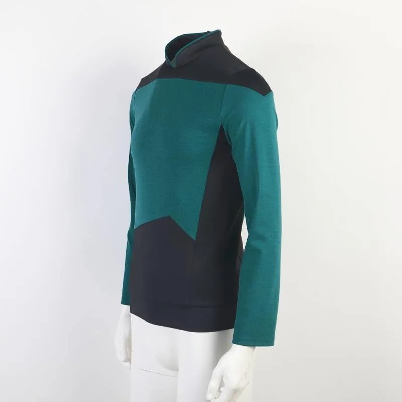 Star Trek TNG Cosplay Costume Blue Shirt Starfleet Operations Uniforms   Badge Set