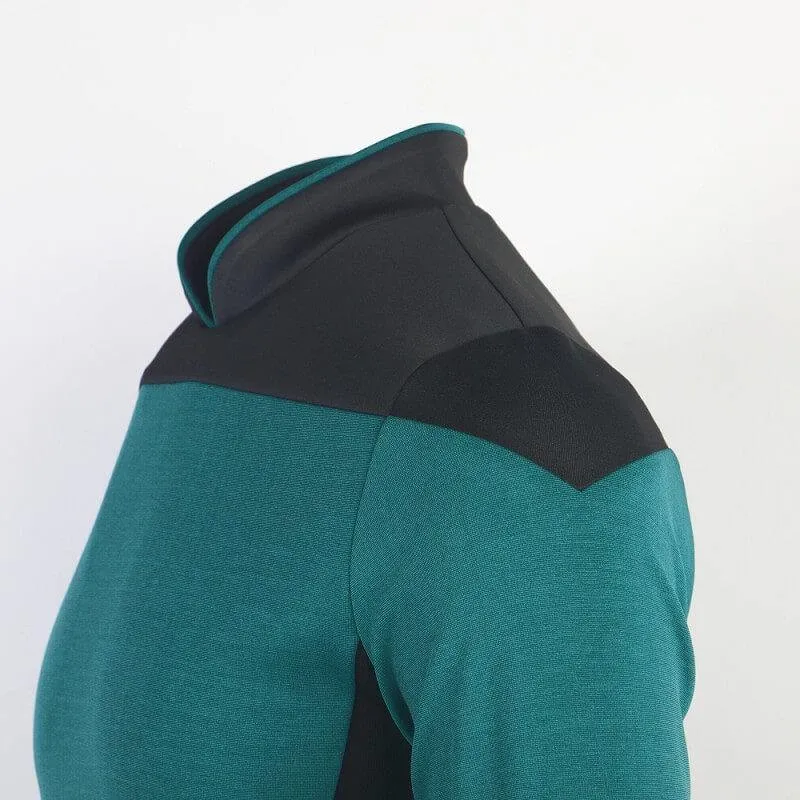 Star Trek TNG Cosplay Costume Blue Shirt Starfleet Operations Uniforms   Badge Set