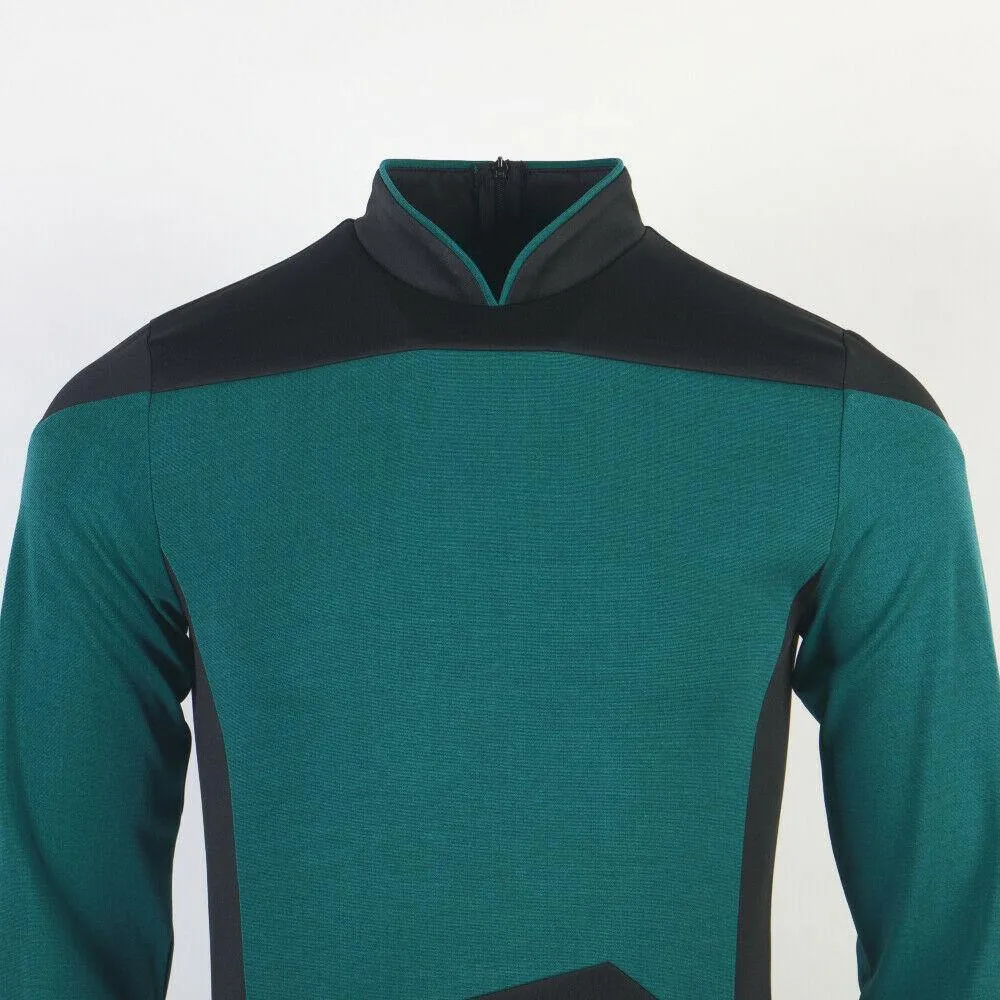 Star Trek TNG Cosplay Costume Blue Shirt Starfleet Operations Uniforms   Badge Set