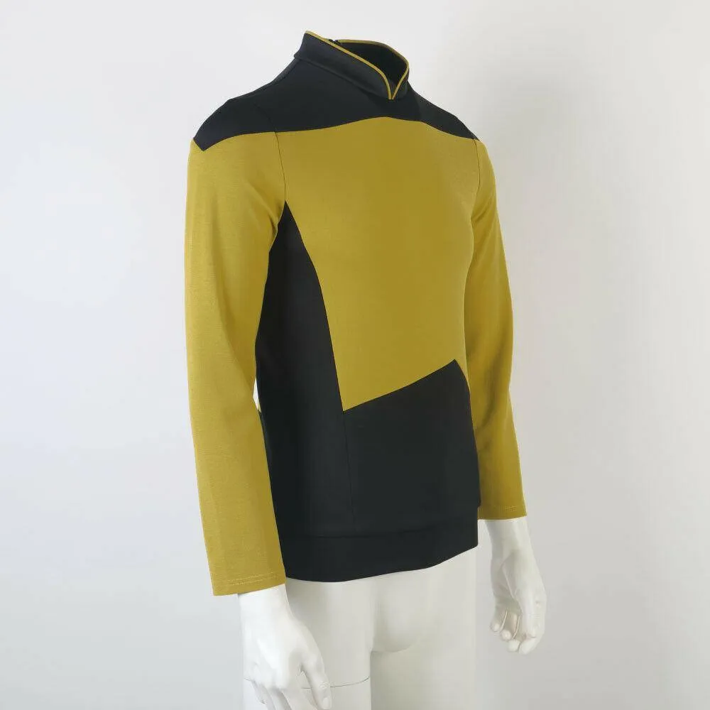 Star Trek TNG Cosplay Costume Gold Shirt Starfleet Operations Uniforms   Badge Set