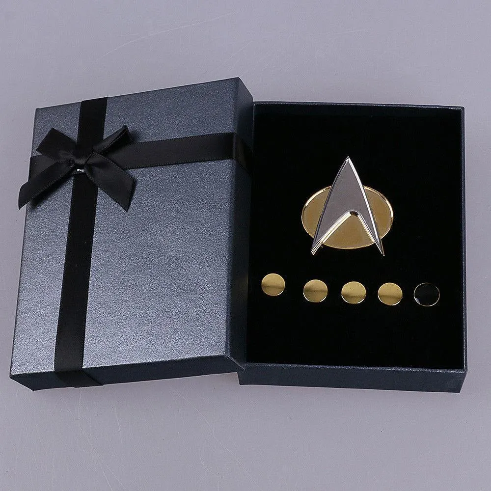 Star Trek TNG Cosplay Costume Gold Shirt Starfleet Operations Uniforms   Badge Set