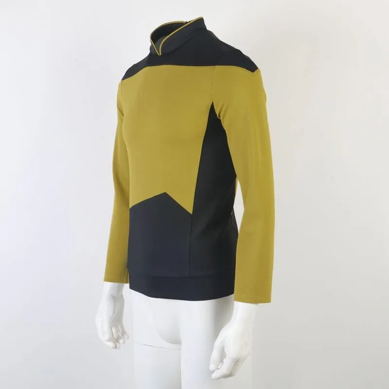 Star Trek TNG Cosplay Costume Gold Shirt Starfleet Operations Uniforms   Badge Set