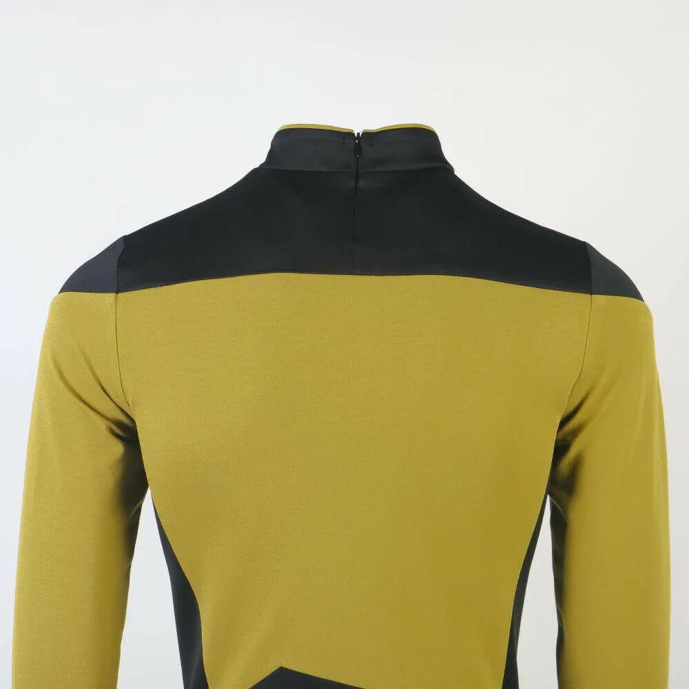 Star Trek TNG Cosplay Costume Gold Shirt Starfleet Operations Uniforms   Badge Set