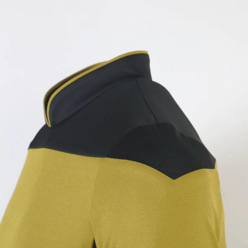 Star Trek TNG Cosplay Costume Gold Shirt Starfleet Operations Uniforms   Badge Set