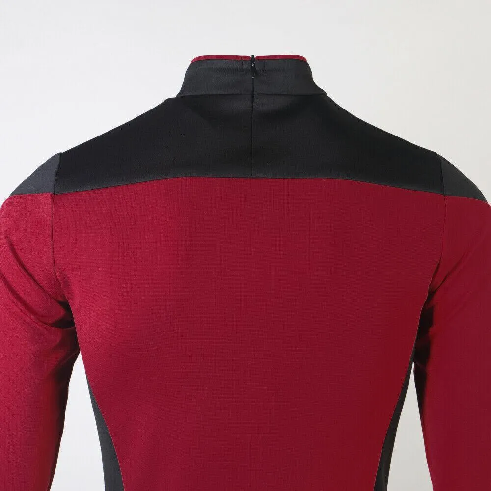 Star Trek TNG Cosplay Costume Red Shirt Starfleet Operations Uniforms   Badge Set
