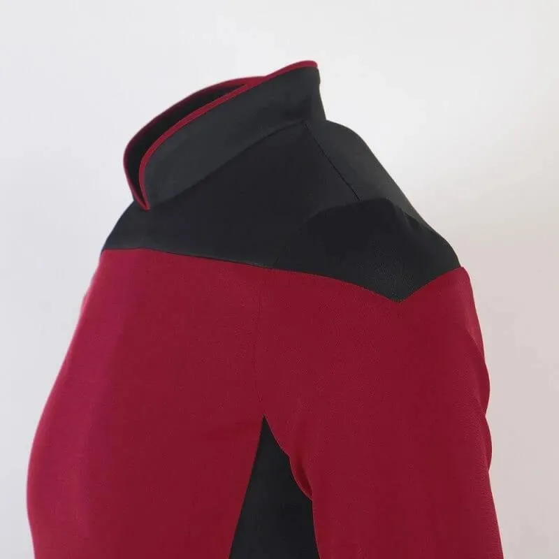 Star Trek TNG Cosplay Costume Red Shirt Starfleet Operations Uniforms   Badge Set