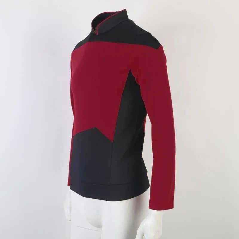 Star Trek TNG Cosplay Costume Red Shirt Starfleet Operations Uniforms   Badge Set