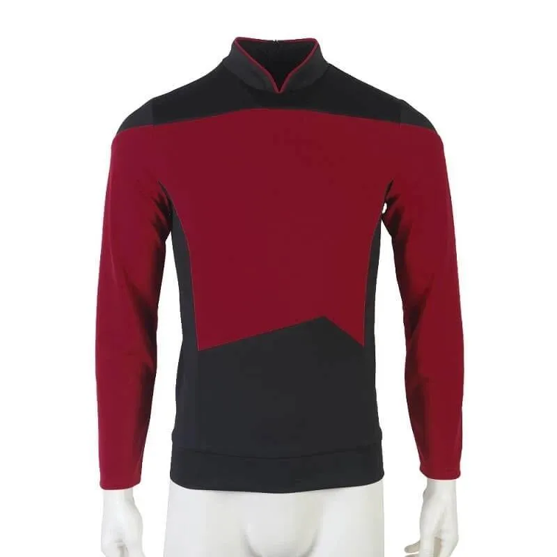 Star Trek TNG Cosplay Costume Red Shirt Starfleet Operations Uniforms   Badge Set
