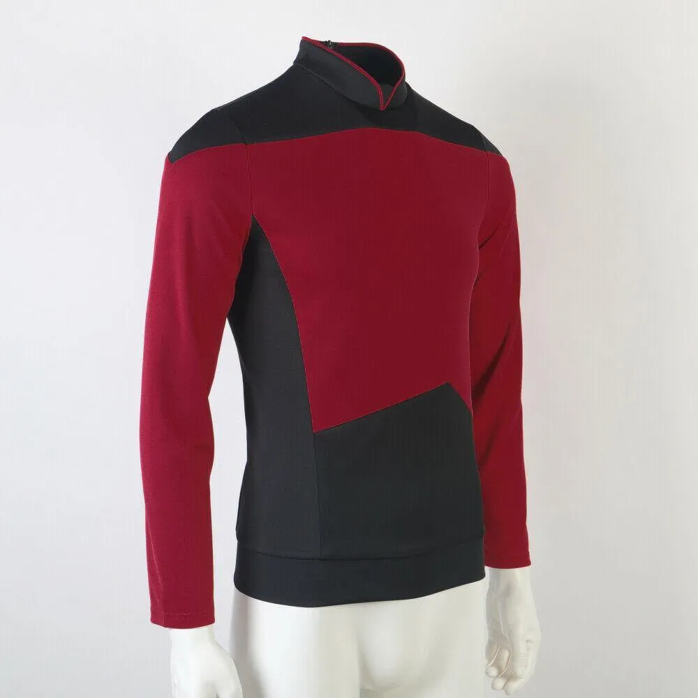 Star Trek TNG Cosplay Costume Red Shirt Starfleet Operations Uniforms   Badge Set