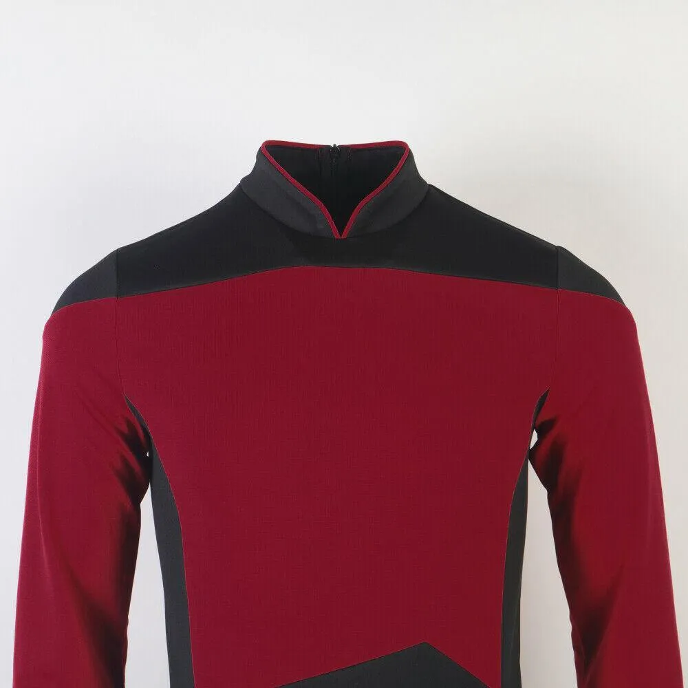 Star Trek TNG Cosplay Costume Red Shirt Starfleet Operations Uniforms   Badge Set