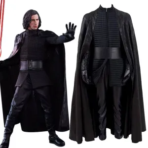 Star Wars Kylo Ren Cosplay Costume Halloween PU Outfits with Cloak for Men