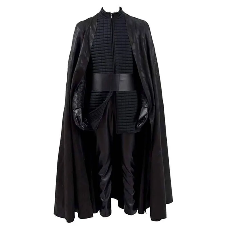 Star Wars Kylo Ren Cosplay Costume Halloween PU Outfits with Cloak for Men