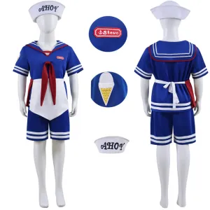 Steve Scoops Ahoy Costume Boys Stranger Things 3 Kids Steve Harrington Cosplay Steve Ice Cream Outfits