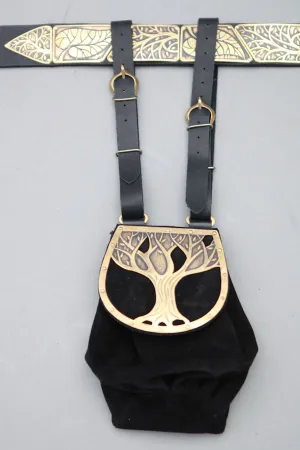 Suede and Etched Brass Bag