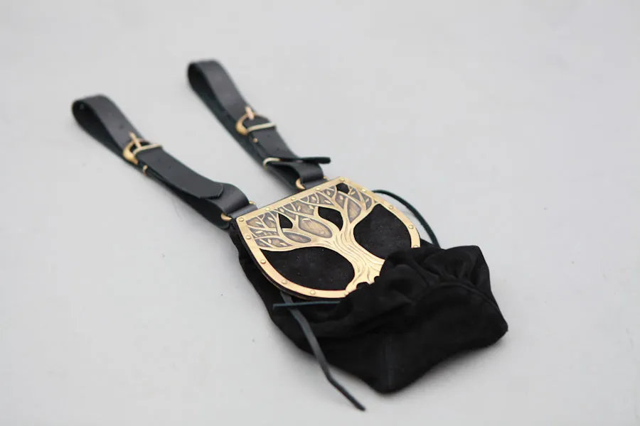 Suede and Etched Brass Bag