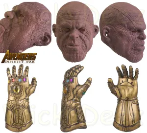 Thanos Infinity War Pink Face Mask Version & Infinity War Gauntlet Cosplay Props