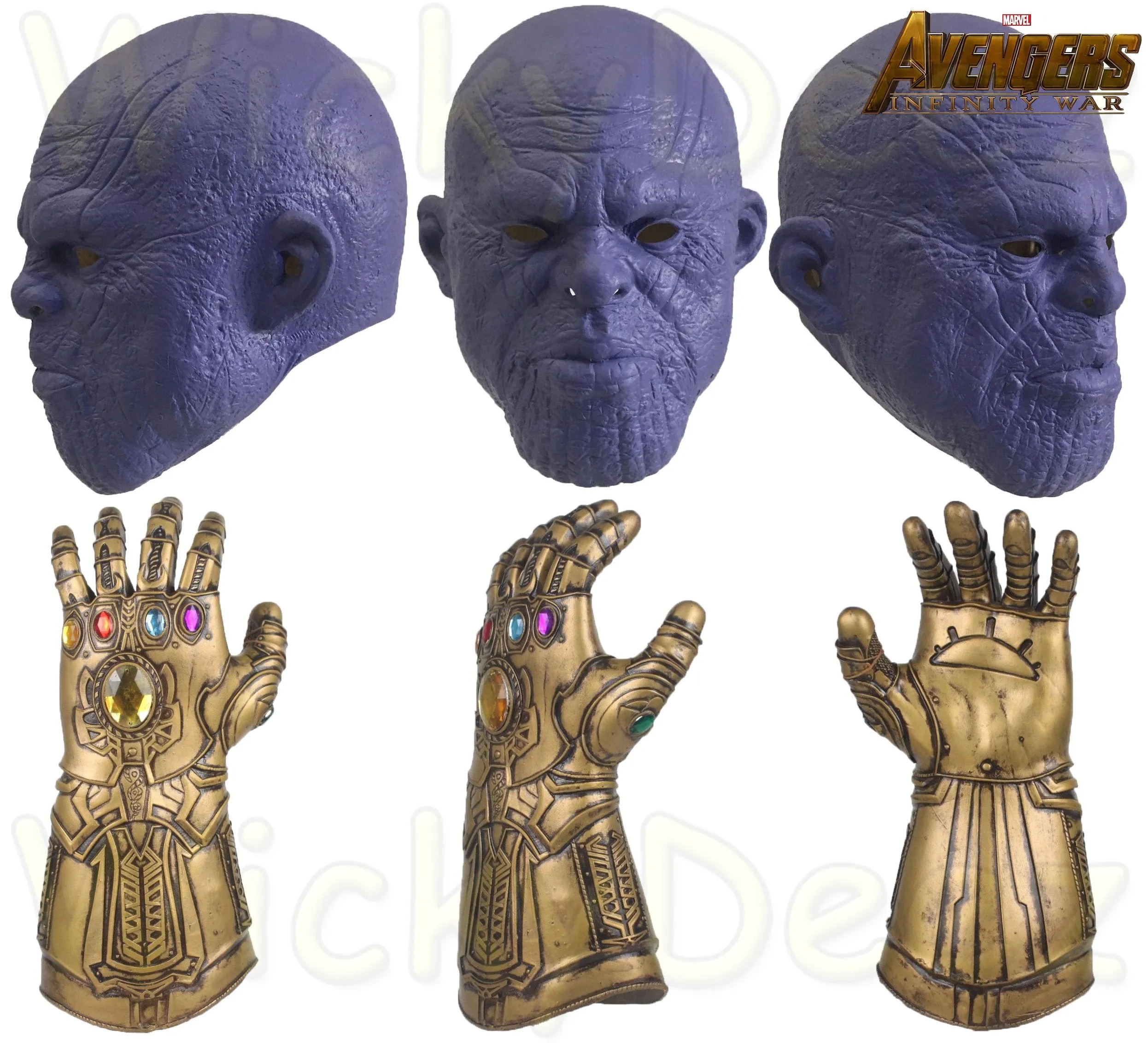 Thanos Infinity War Purple Face Mask Version & Infinity War Gauntlet Cosplay Props