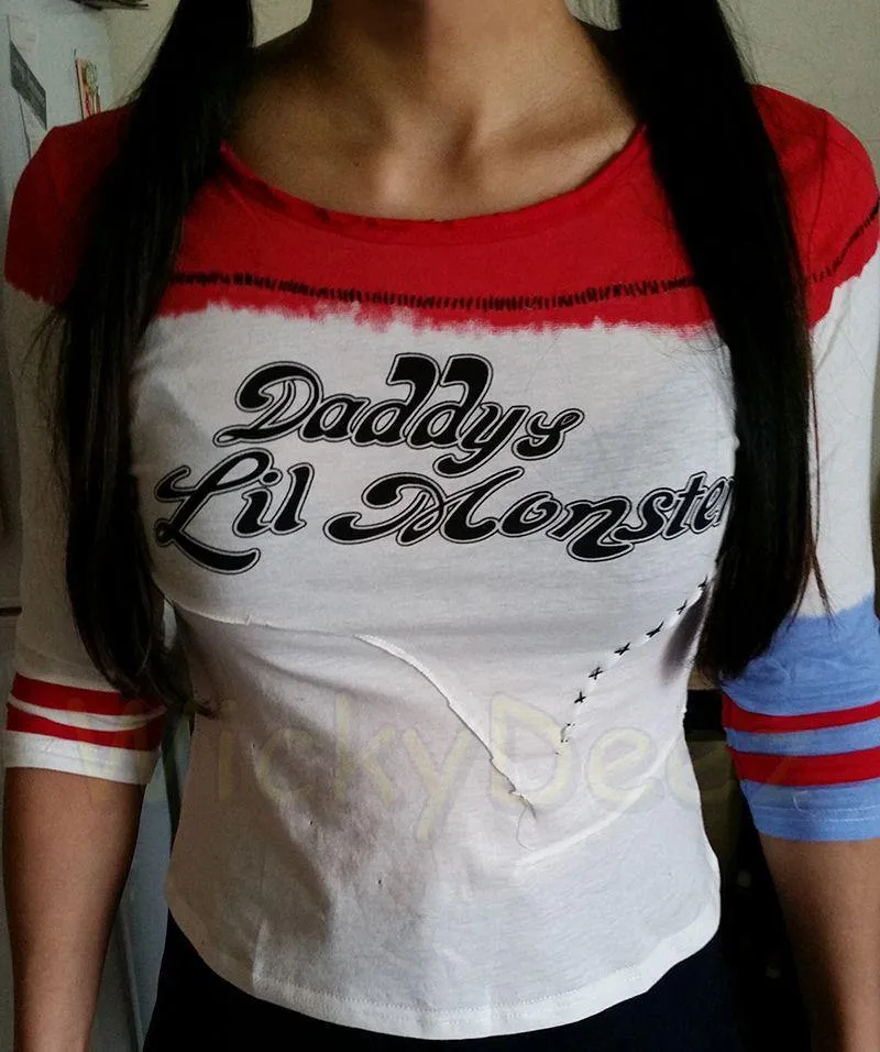 The No Hole or Rips Stiched Harley Quinn Shirt Daddy's Lil Monster Suicide Squad Version