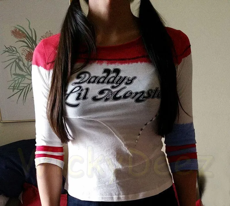 The No Hole or Rips Stiched Harley Quinn Shirt Daddy's Lil Monster Suicide Squad Version