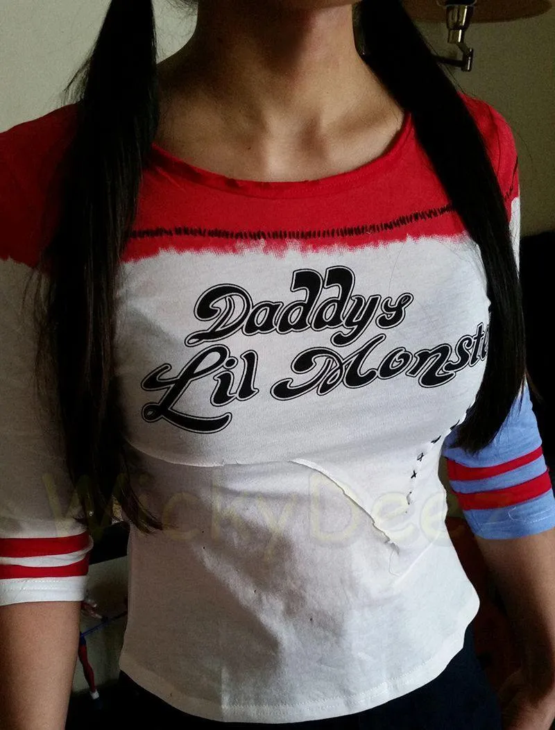 The No Hole or Rips Stiched Harley Quinn Shirt Daddy's Lil Monster Suicide Squad Version