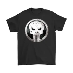 The Punisher Skull T Shirt Gildans Mens Grunge Black Tee